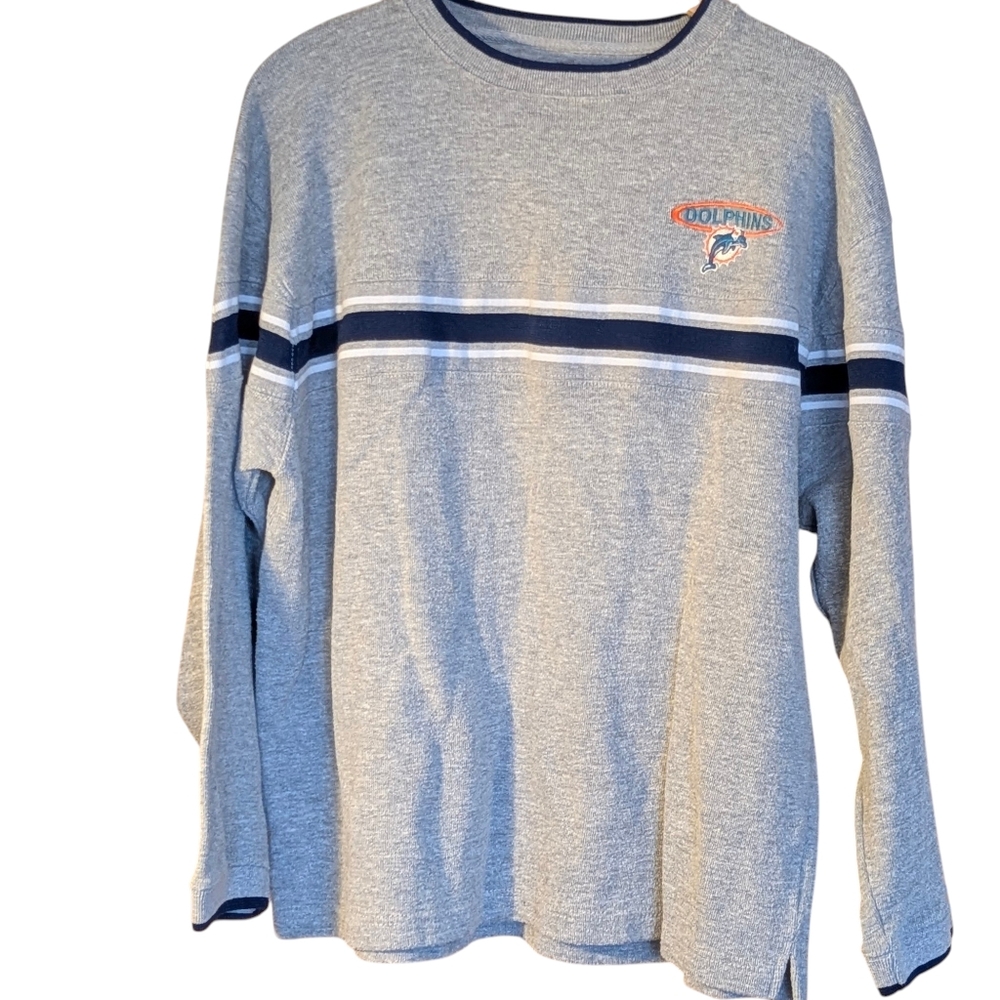 Knights Athletic Miami Dolphins Sweater XL Gray Embroidered NFL Logo Active